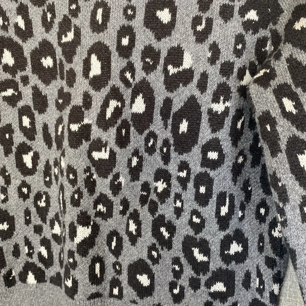 Lucky Brand Cheetah Print Gray & Black Cardigan
